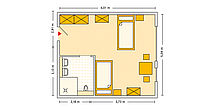 Pflegeheim Schrobenhausen mit Beispielgrundriss Doppelzimmer.
