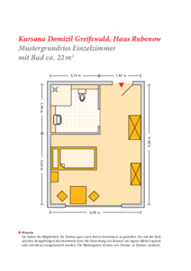 Grundrissbeispiel Einzelzimmer Haus Rubenow