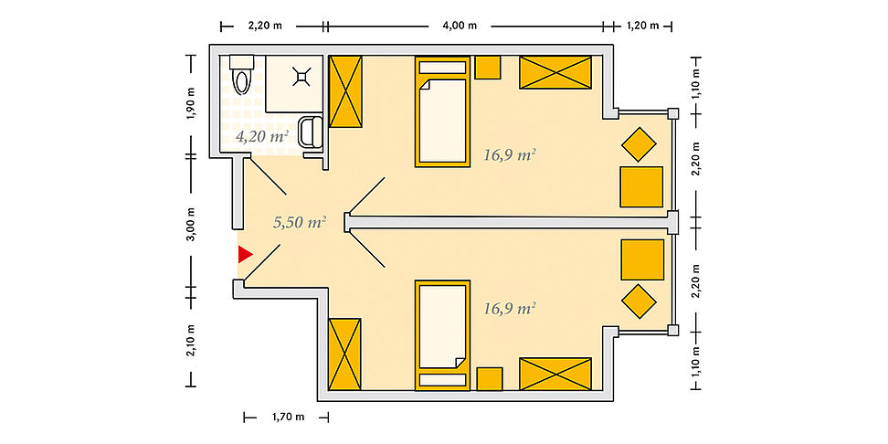 Pflegeheim Bitterfeld mit Beispielgrundriss Einzelzimmer