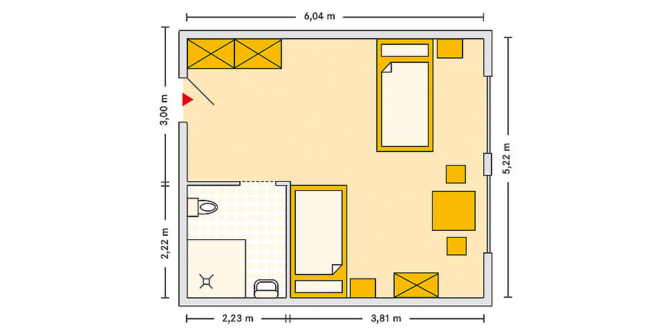 Pflegeheim Lappersdorf mit Beispielgrundriss Doppelzimmer