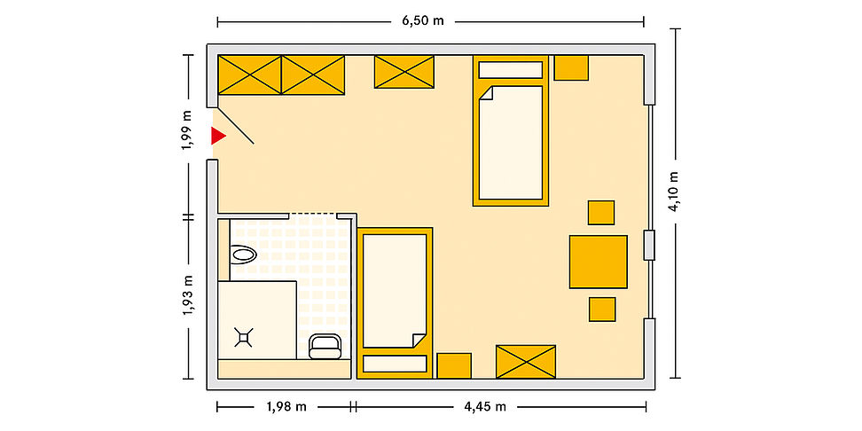 Pflegeheim Siegen mit Beispielgrundriss Doppelzimmer
