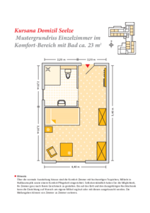 Grundrissbeispiel Einzelzimmer Komfort-Wohnbereich